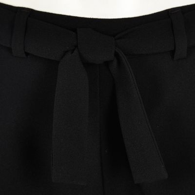 Girls black tie front palazzo trousers